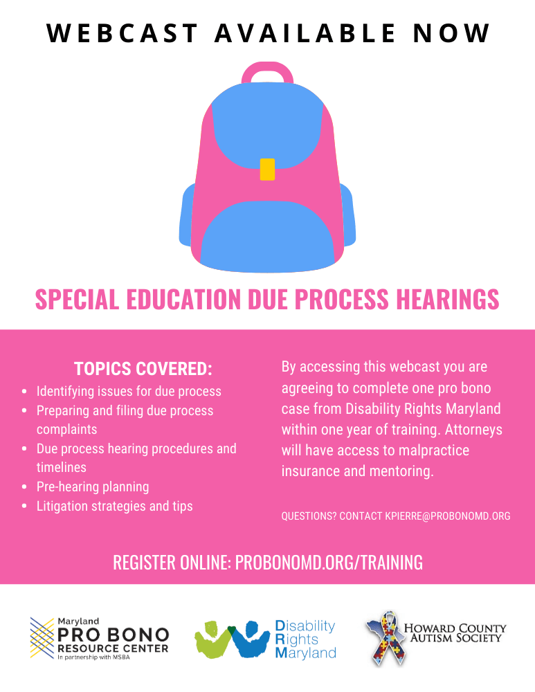 Special Education Due Process Hearings Pro Bono Resource