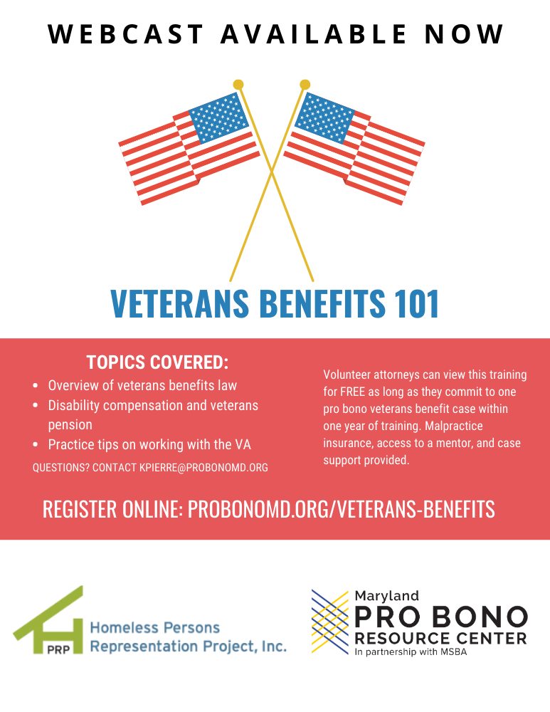 Veterans Benefits 101 Pro Bono Resource Center Of Maryland