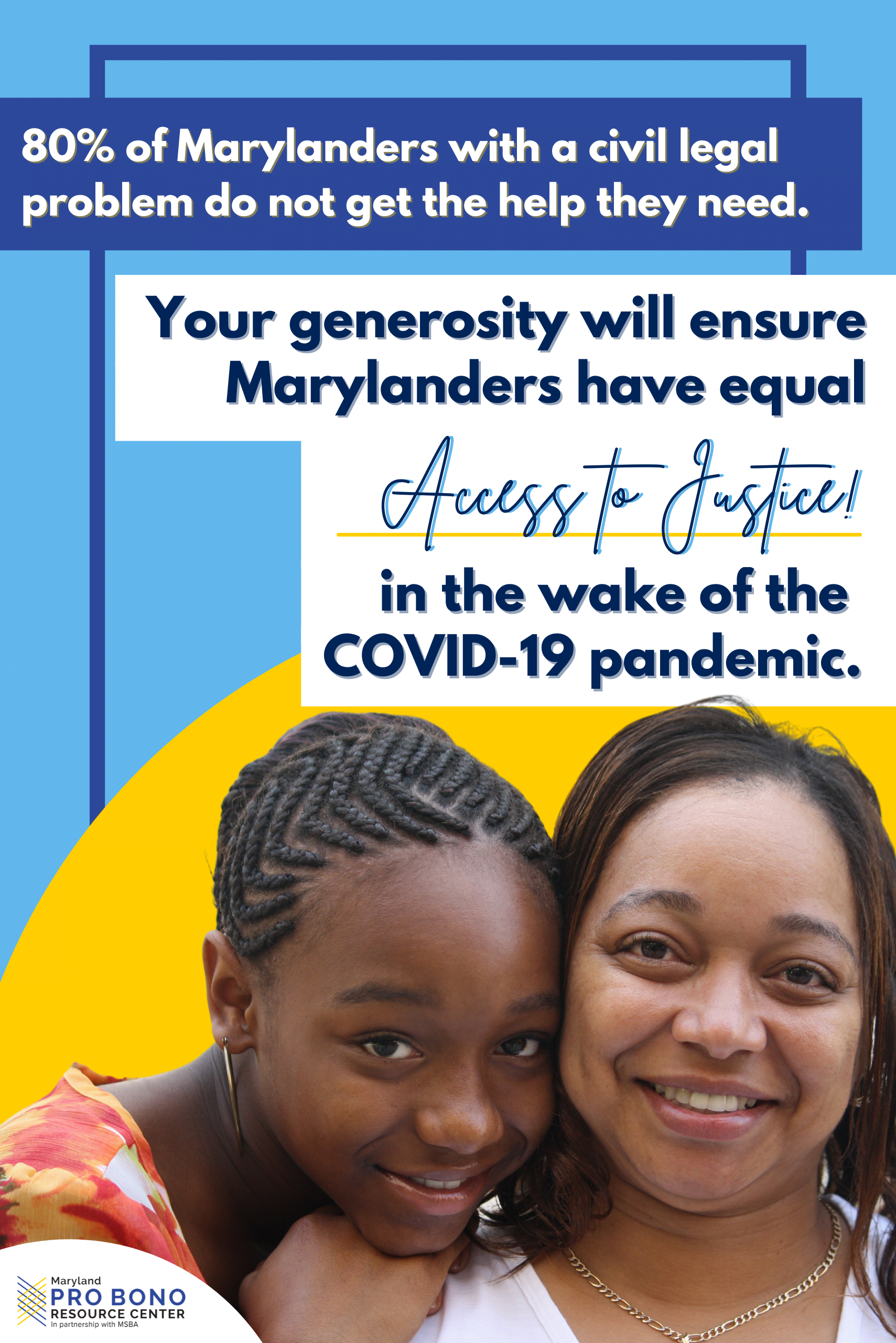 80% of Marylanders with a civil legal problem do not get the help they need.